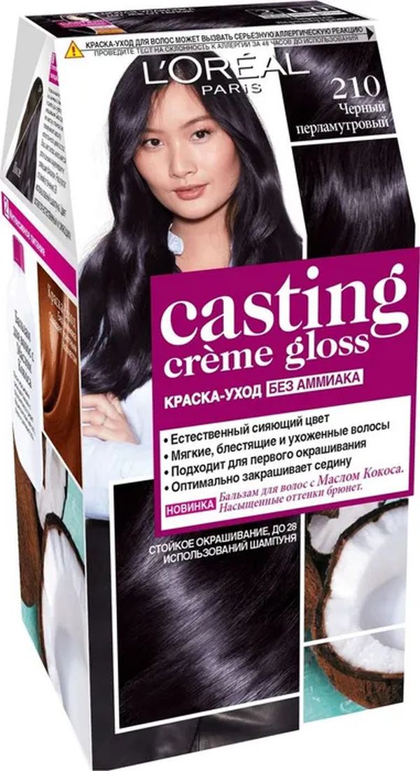 

L'oreal Краска для волос Casting Creme Gloss 210 черный перламутр