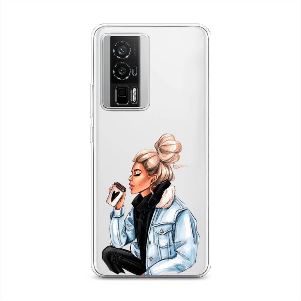 

Чехол Awog на Redmi K60 "Cute girl", Бежевый;черный;голубой, 317450-7