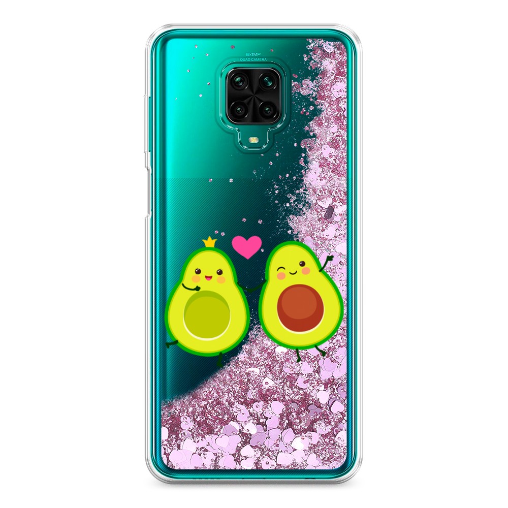 фото Жидкий чехол с блестками "авокадо любят" на xiaomi redmi note 9 pro awog