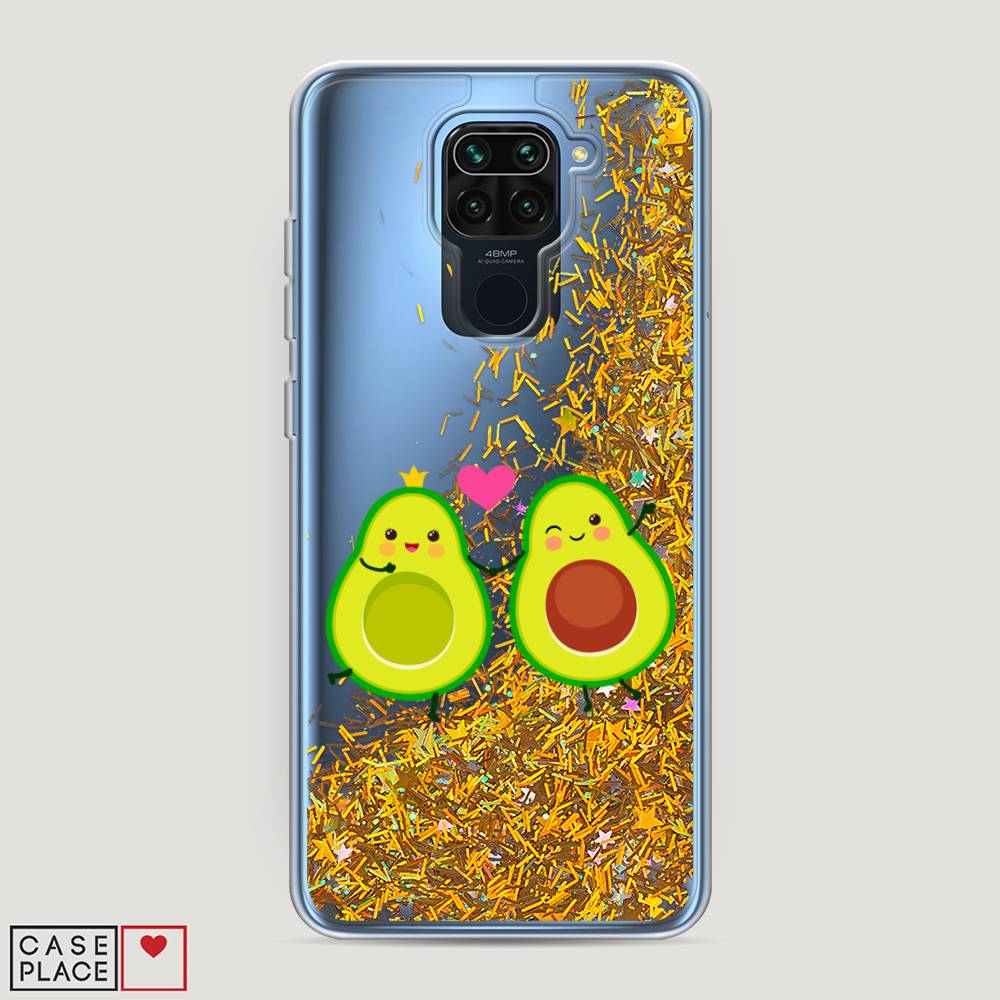 фото Жидкий чехол с блестками "авокадо любят" на xiaomi redmi note 9 awog