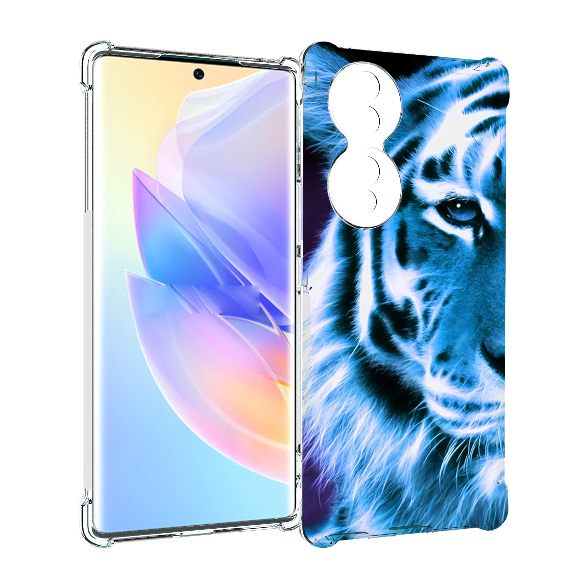 

Чехол MyPads Половина-тигра мужской для Honor 70, Прозрачный, Tocco