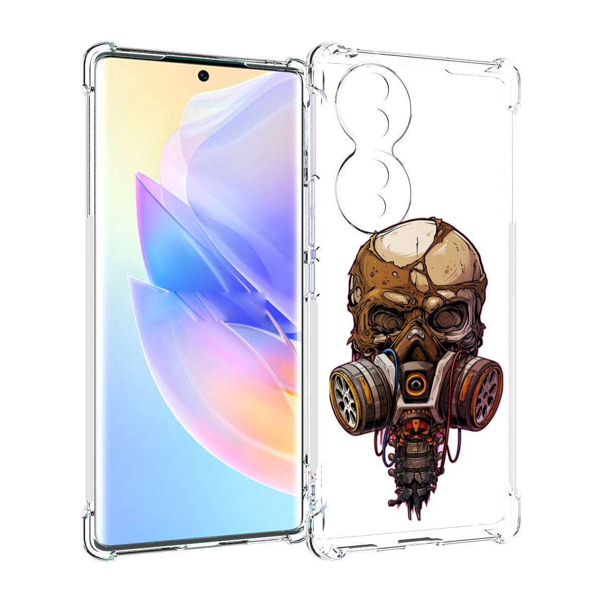 

Чехол MyPads Подробный красочный человеческий череп с противогазом для Honor 70, Прозрачный, Tocco