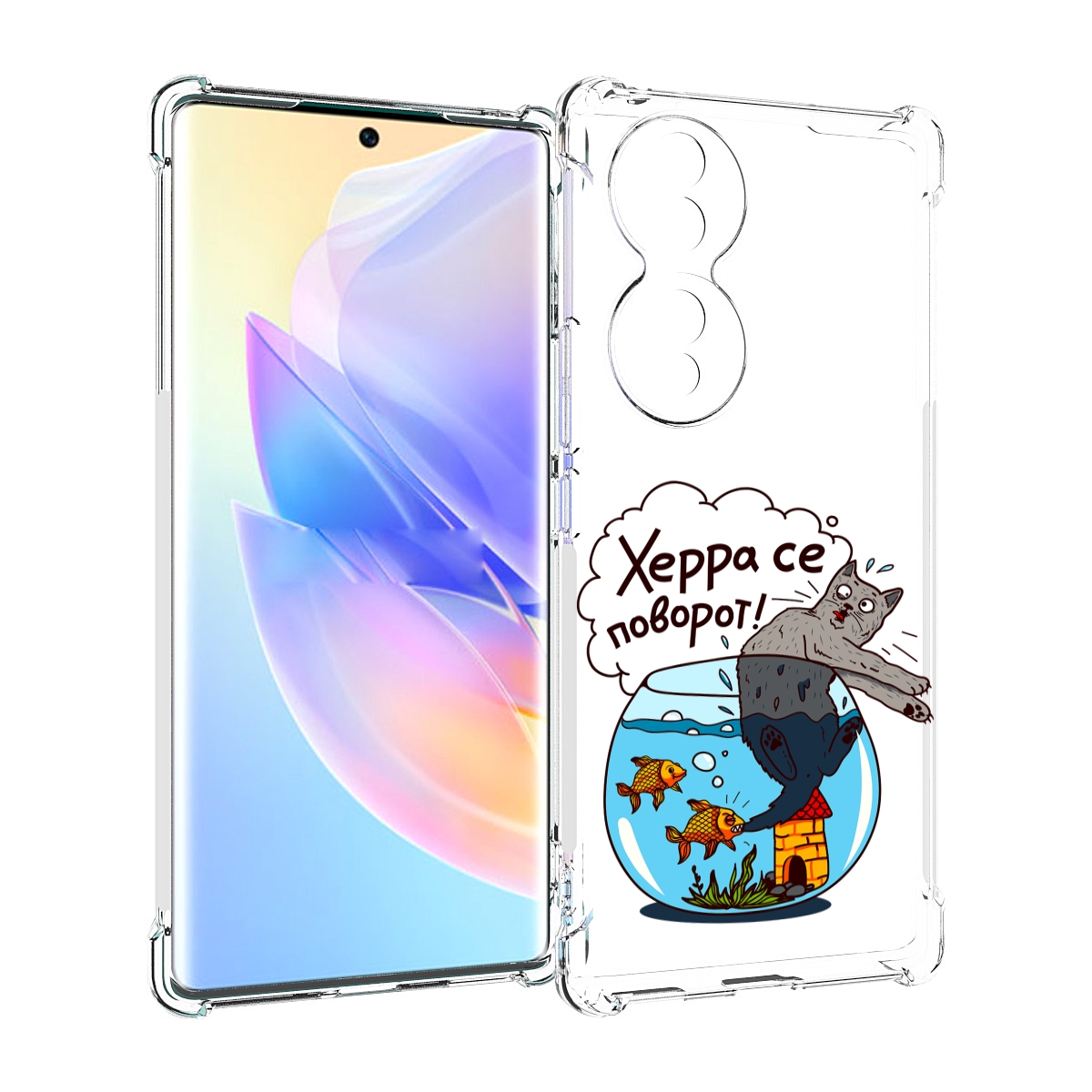 

Чехол MyPads Рыбы с котом для Honor 70, Прозрачный, Tocco