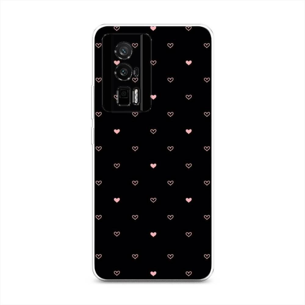 

Чехол Awog на Redmi K60 "Черный фон и сердечки", Розовый;серый;черный, 317450-3