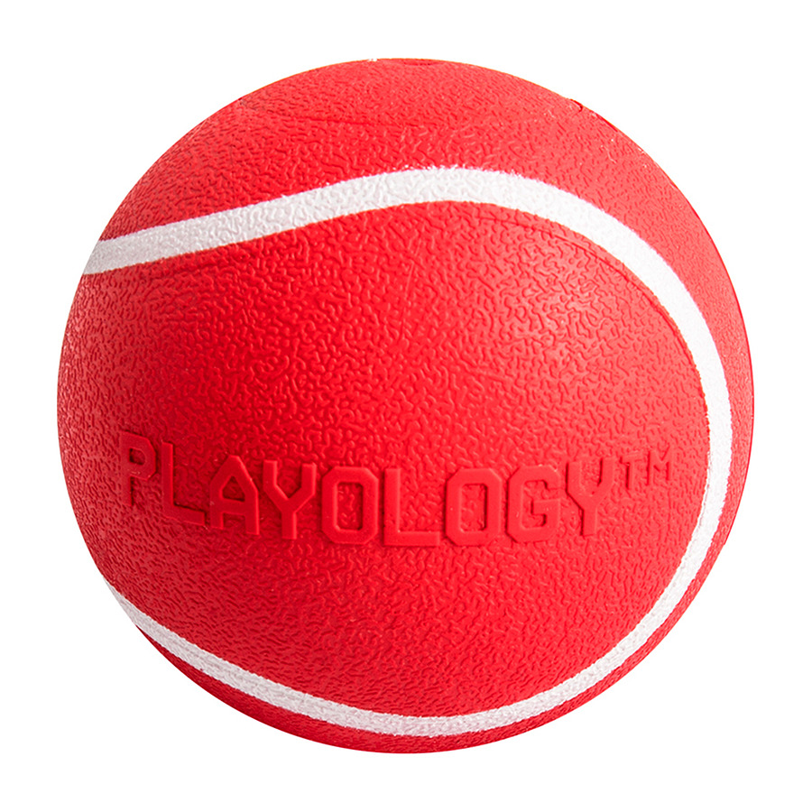 

Игрушка для собак Playology Squeaky Chew Ball с пищалкой, говядина, красный, 8 см