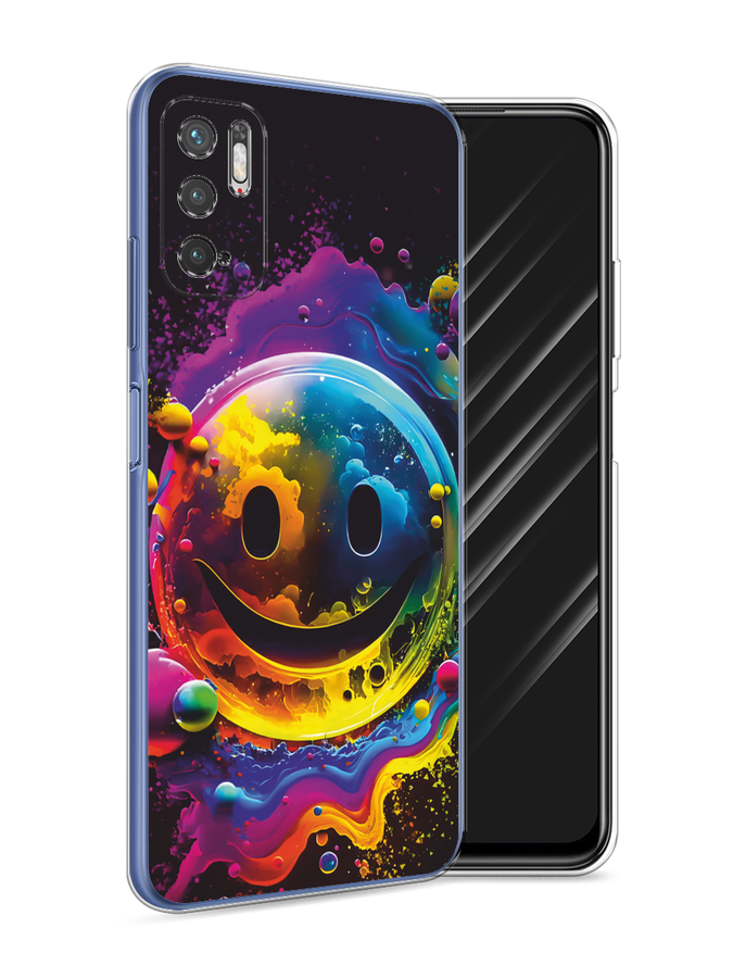 

Чехол Awog на Xiaomi Redmi Note 10T/Note 10 5G, Poco M3 Pro "Кислотный смайл", Фиолетовый;желтый;синий, 310850-1