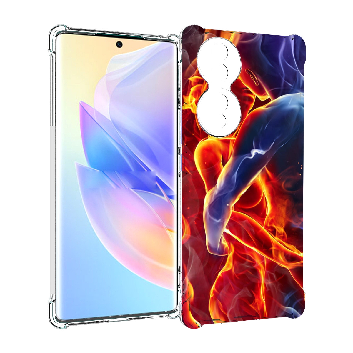 

Чехол MyPads Огонь-вода для Honor 70, Прозрачный, Tocco