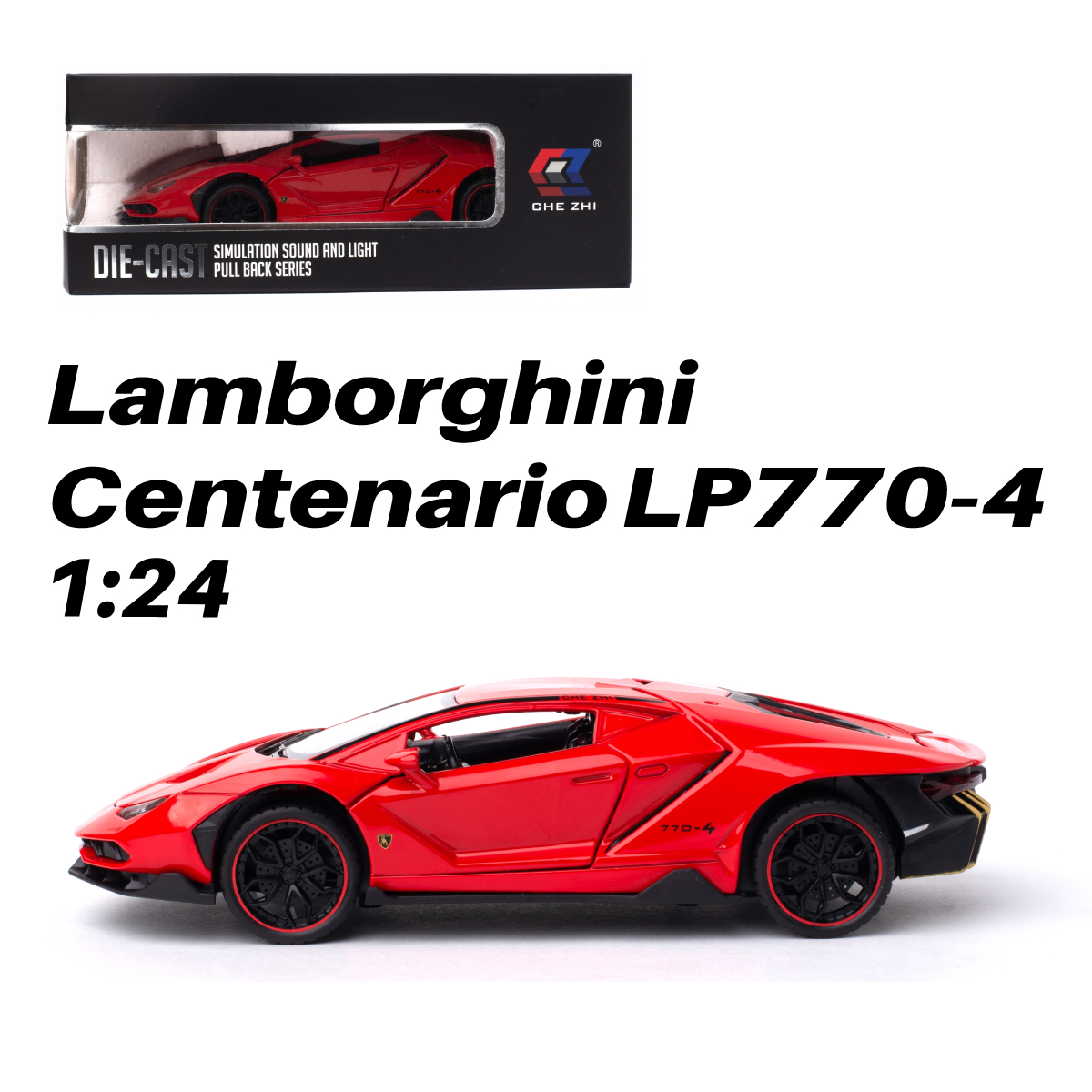 фото Машинка игрушка lamborghini centenario 1:24 коллекционная.che zhi cars. красная