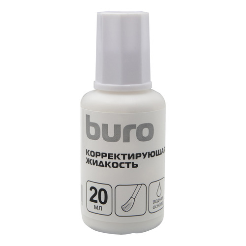 

Упаковка корректирующей жидкости Buro кисточка, белый, 20мл, на водной основе
