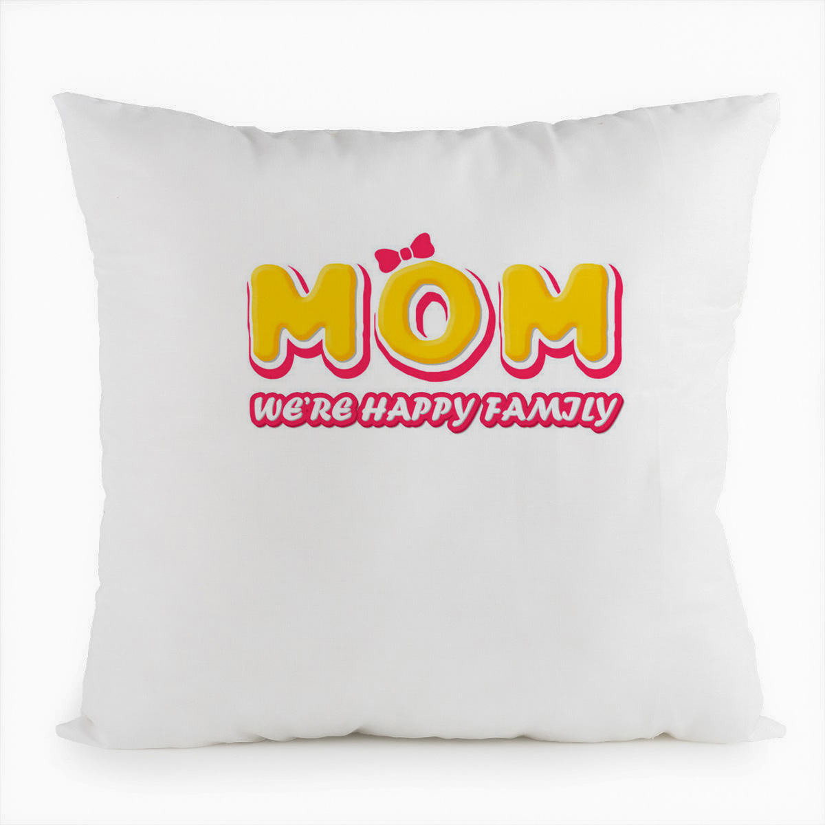 

Подушка белая CoolPodarok Прикол. Семья. Mom were happy family, Белый