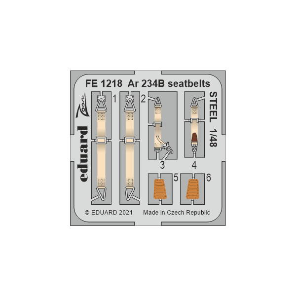 

FE1218 Eduard 1/48 Фототравление для Ar 234B стальные ремни, Однотонный, FE1218