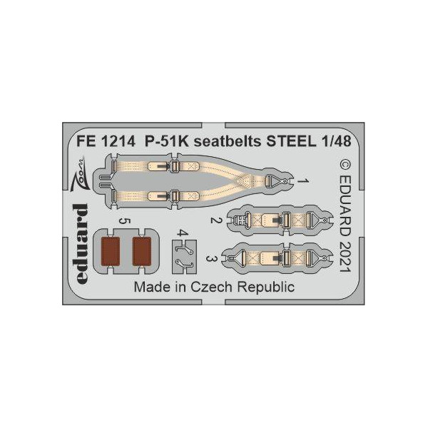 

FE1214 Eduard 1/48 Фототравление для P-51K стальные ремни, Однотонный, FE1214