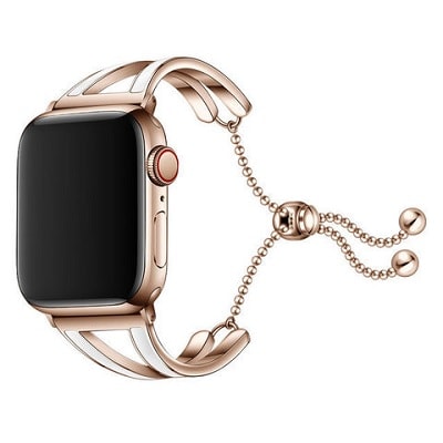 Ремешок Apple Watch 38 mm V Lady белый с золотым