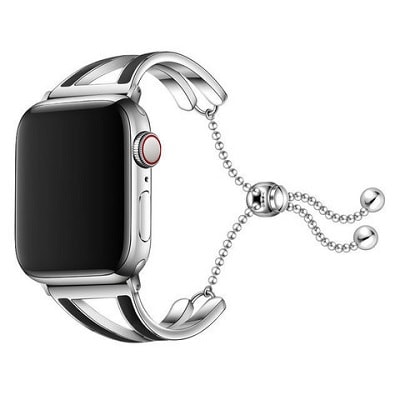 Ремешок Apple Watch 38 mm V Lady черный с серебристым