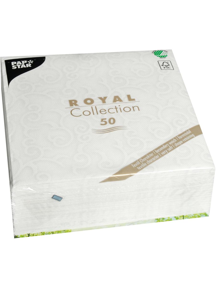 фото Салфетка бумажная papstar royal collection casali белая 1-слойная 50 шт. ps-84876