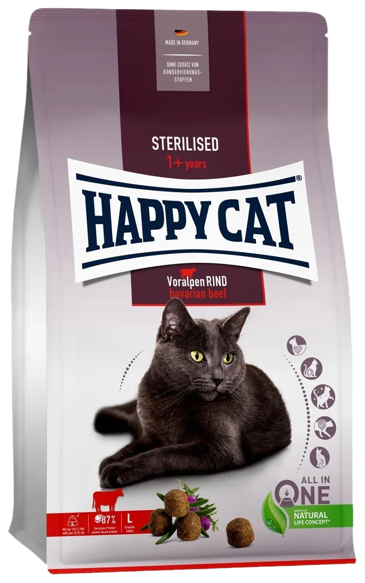 

HAPPY CAT HAPPY CAT ADULT STERILISED для взрослых кастрированных котов и стерилизованных к