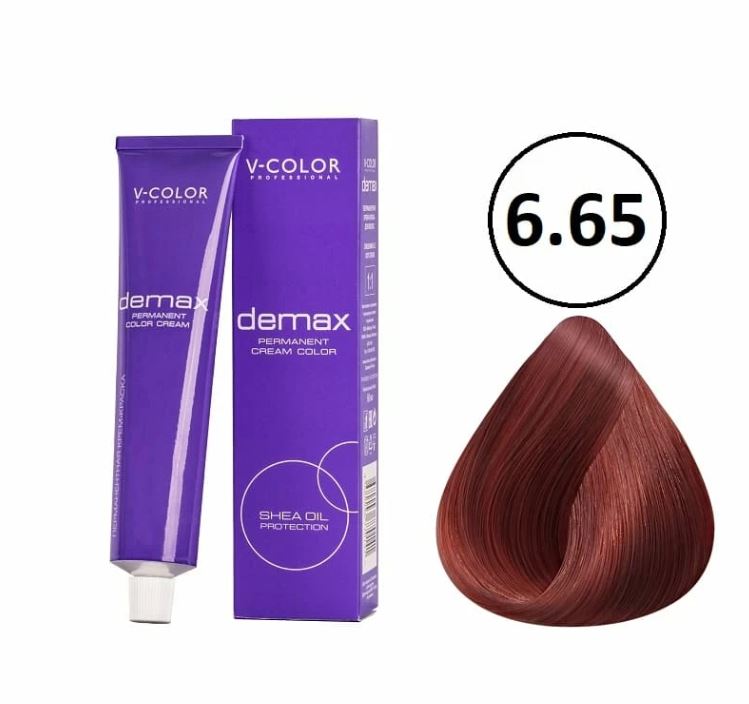 Перманентная крем-краска для волос №6.65 тёмно-русый красный V-COLOR, 60 мл