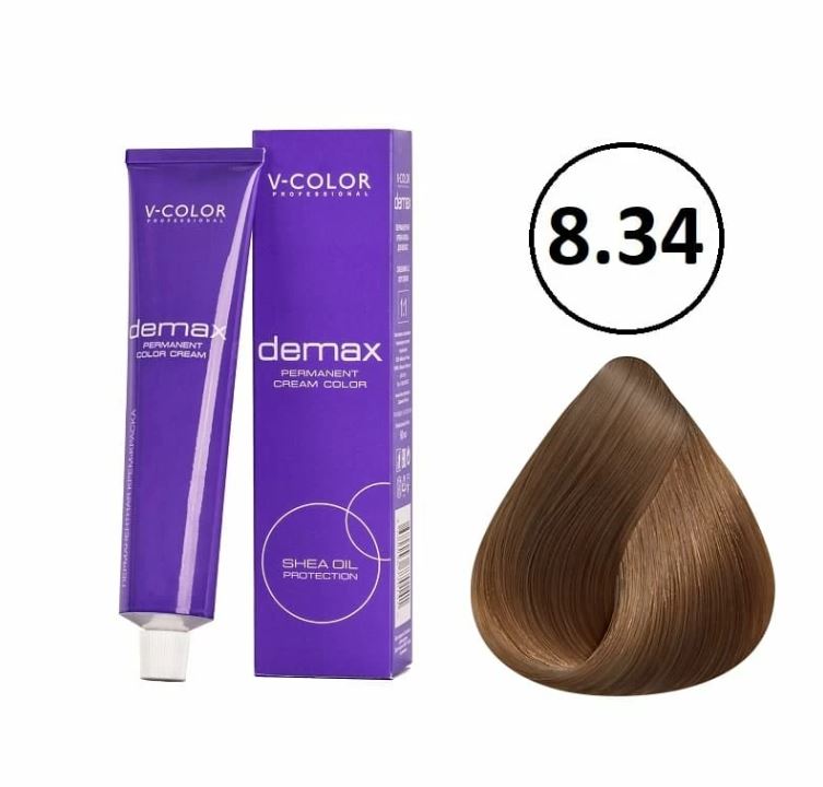 Перманентная крем-краска для волос №8.34 светло-русый, золотисто-медный, 60 мл
