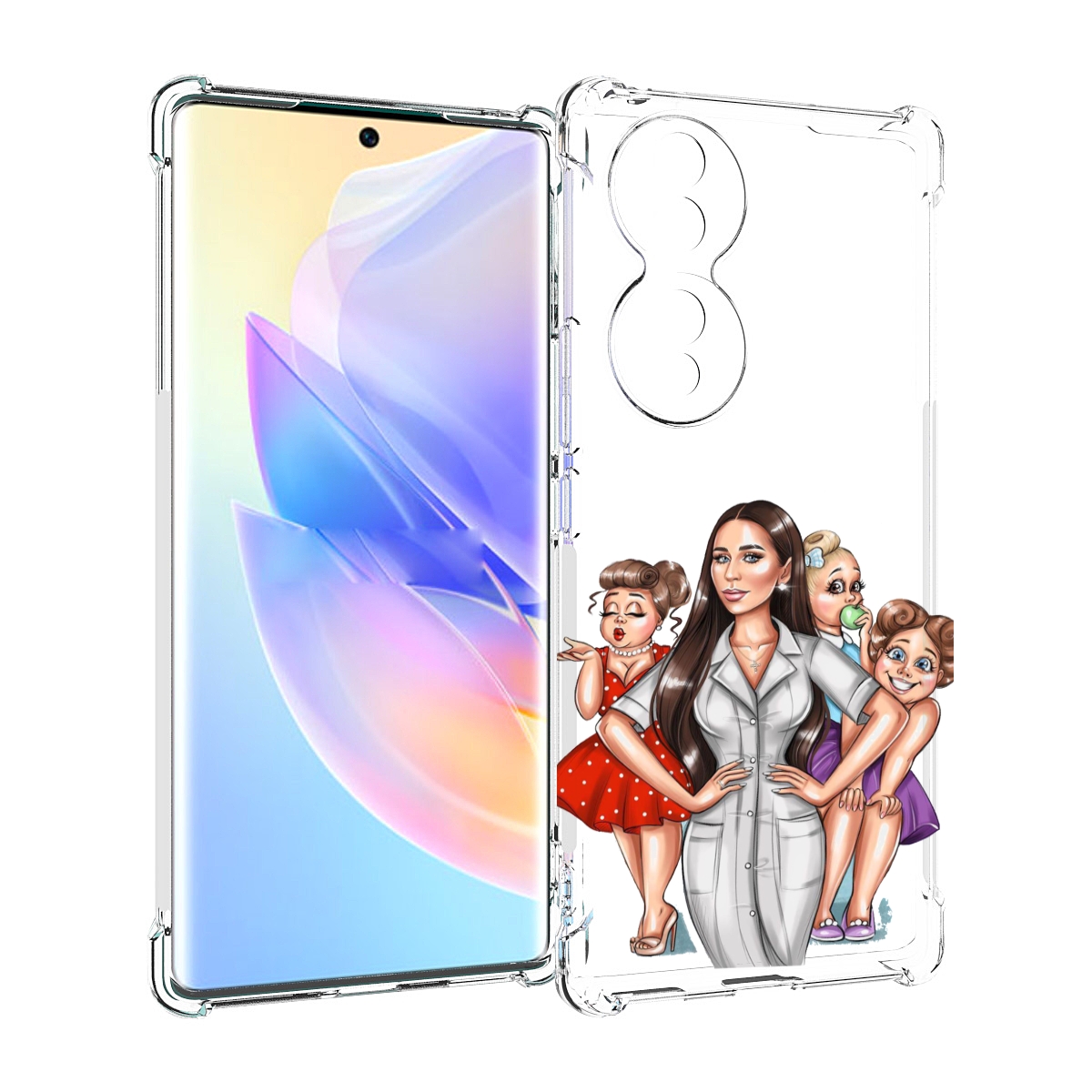 

Чехол MyPads Милые-дамы женский для Honor 70, Прозрачный, Tocco