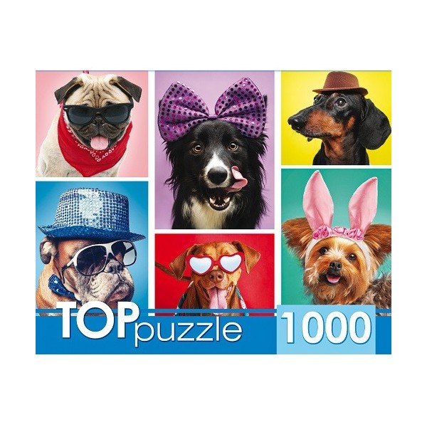 

Пазлы Toppuzzle. Забавные щенки, 1000 элементов TOPpuzzle