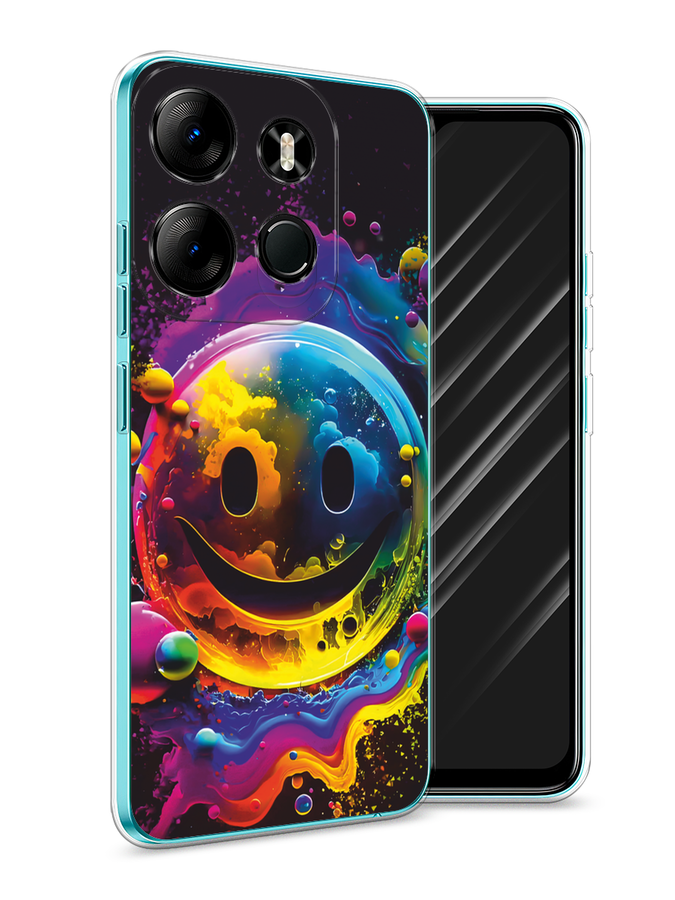 

Чехол Awog на Tecno Pop 7 Pro "Кислотный смайл", Фиолетовый;желтый;синий, 303450-1