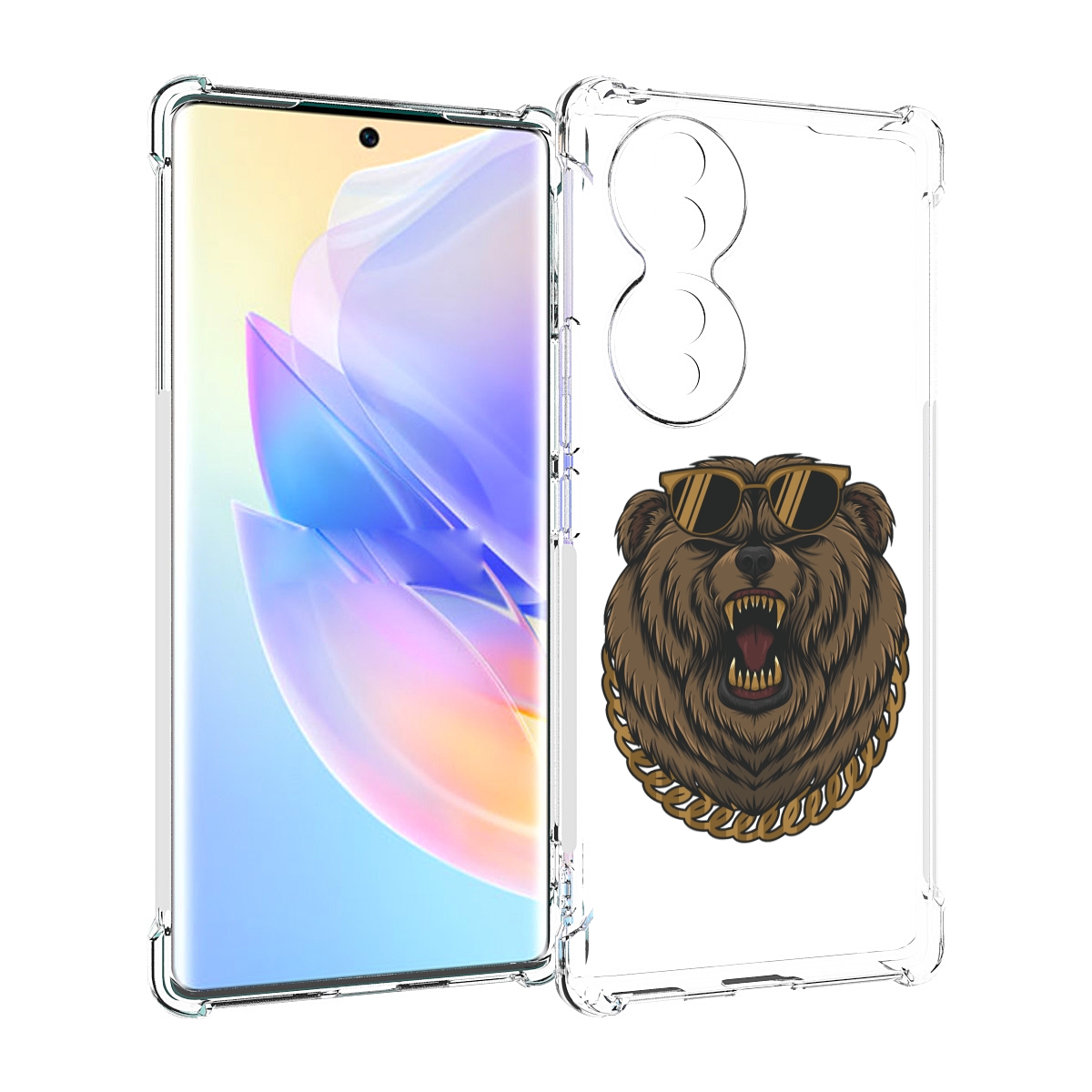 

Чехол MyPads Медведь-в-очках-2 для Honor 70, Прозрачный, Tocco