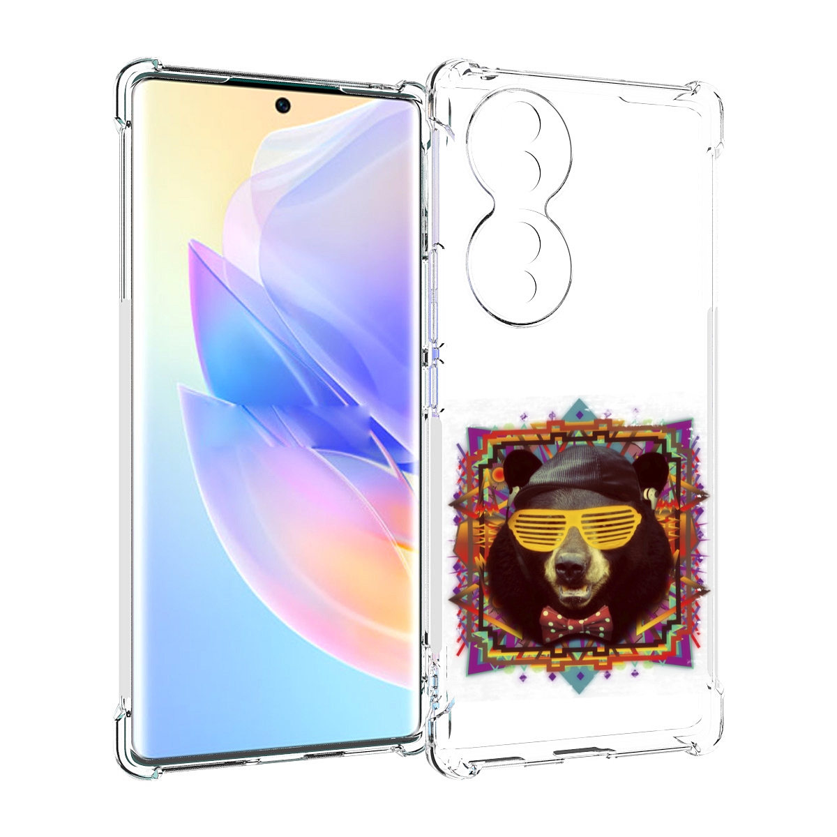 

Чехол MyPads Медведь в очках для Honor 70, Прозрачный, Tocco