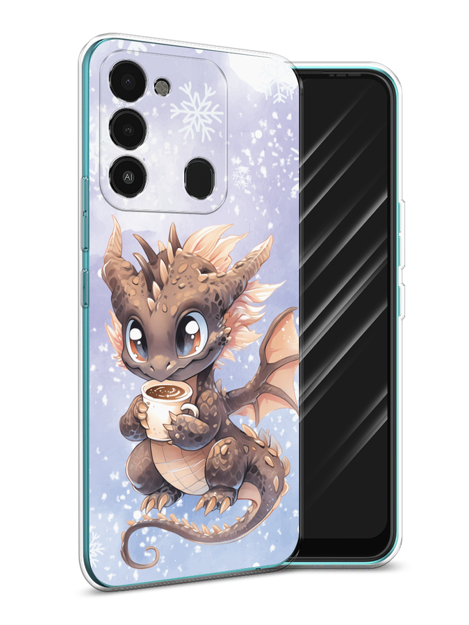 

Чехол Awog на Tecno Spark Go 2022/8С/9 "Дракончик с кружкой тёмный", Бежевый;розовый;серый, 302850-1