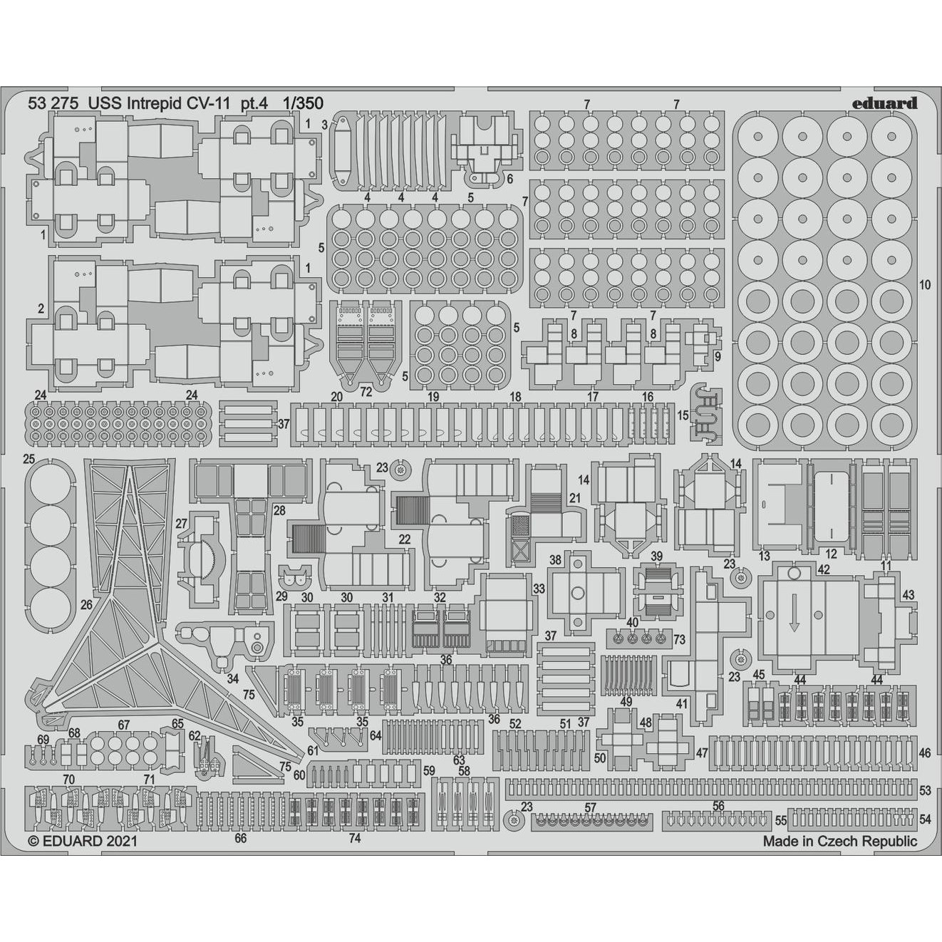 

53275 Eduard 1/350 Фототравление для USS Intrepid CV-11, 4 часть, Однотонный, 53275
