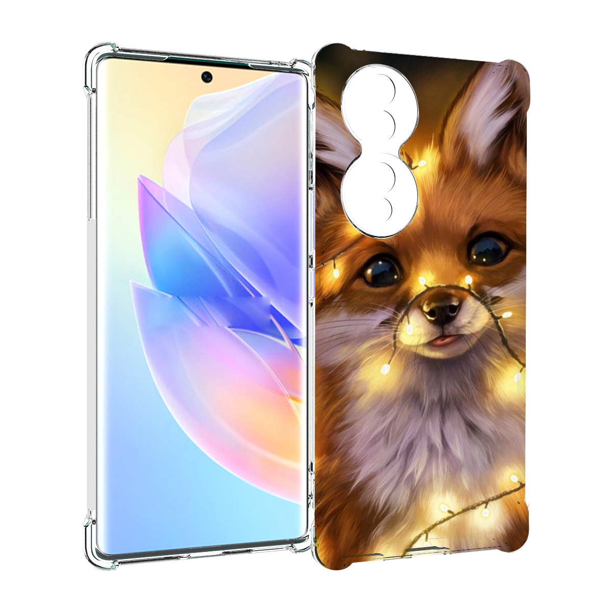 Чехол MyPads Лисенок-в-гирлянде для Honor 70