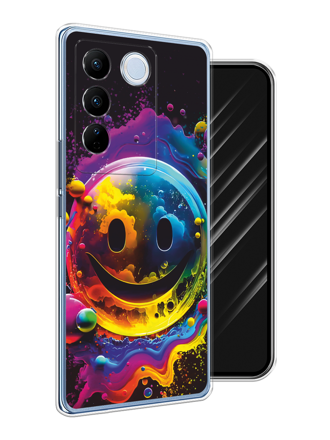 

Чехол Awog на Vivo V27/V27 Pro "Кислотный смайл", Фиолетовый;желтый;синий, 268550-1