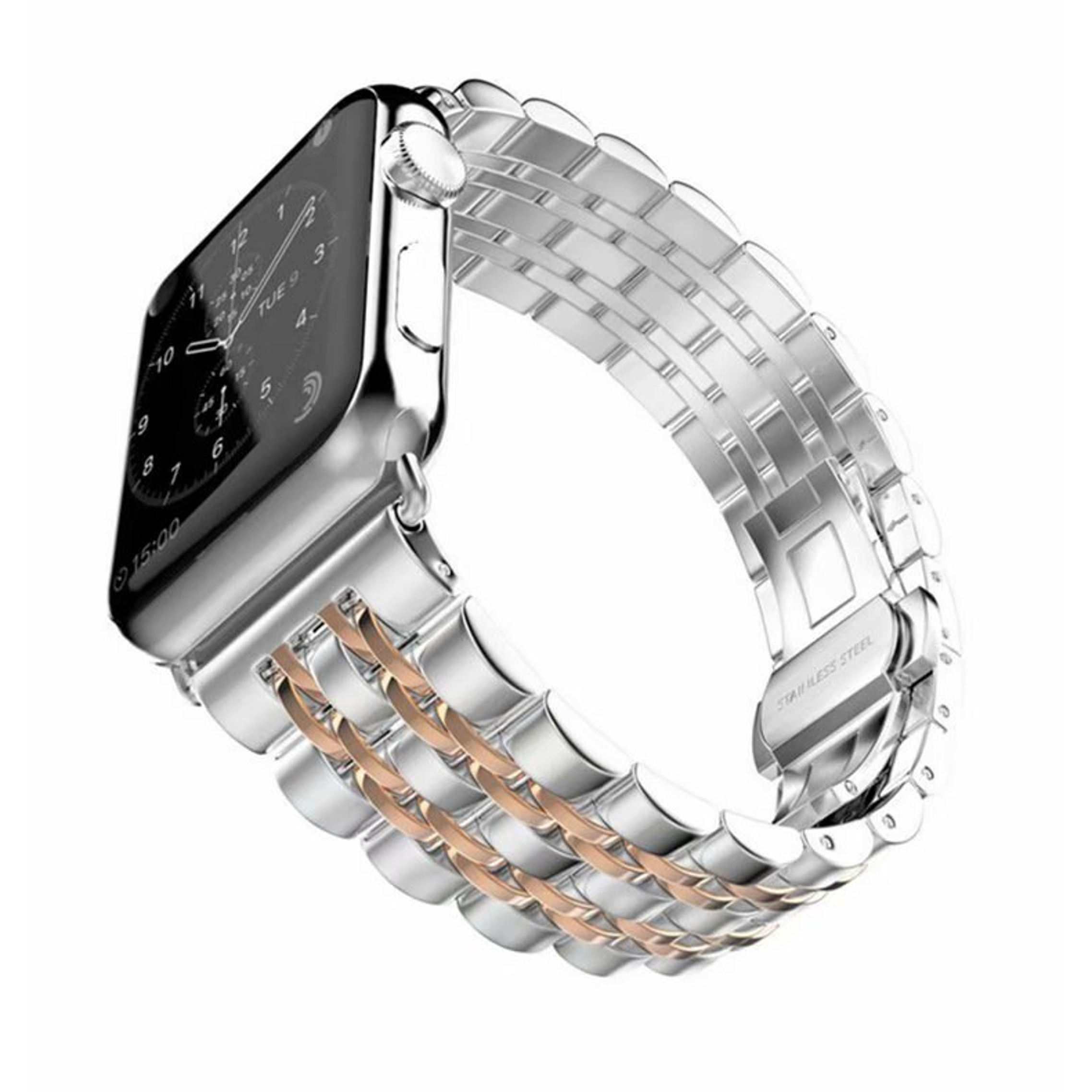 Ремешок Alpen для Apple Watch 38 mm Metal 7-bead серебристый с золотым
