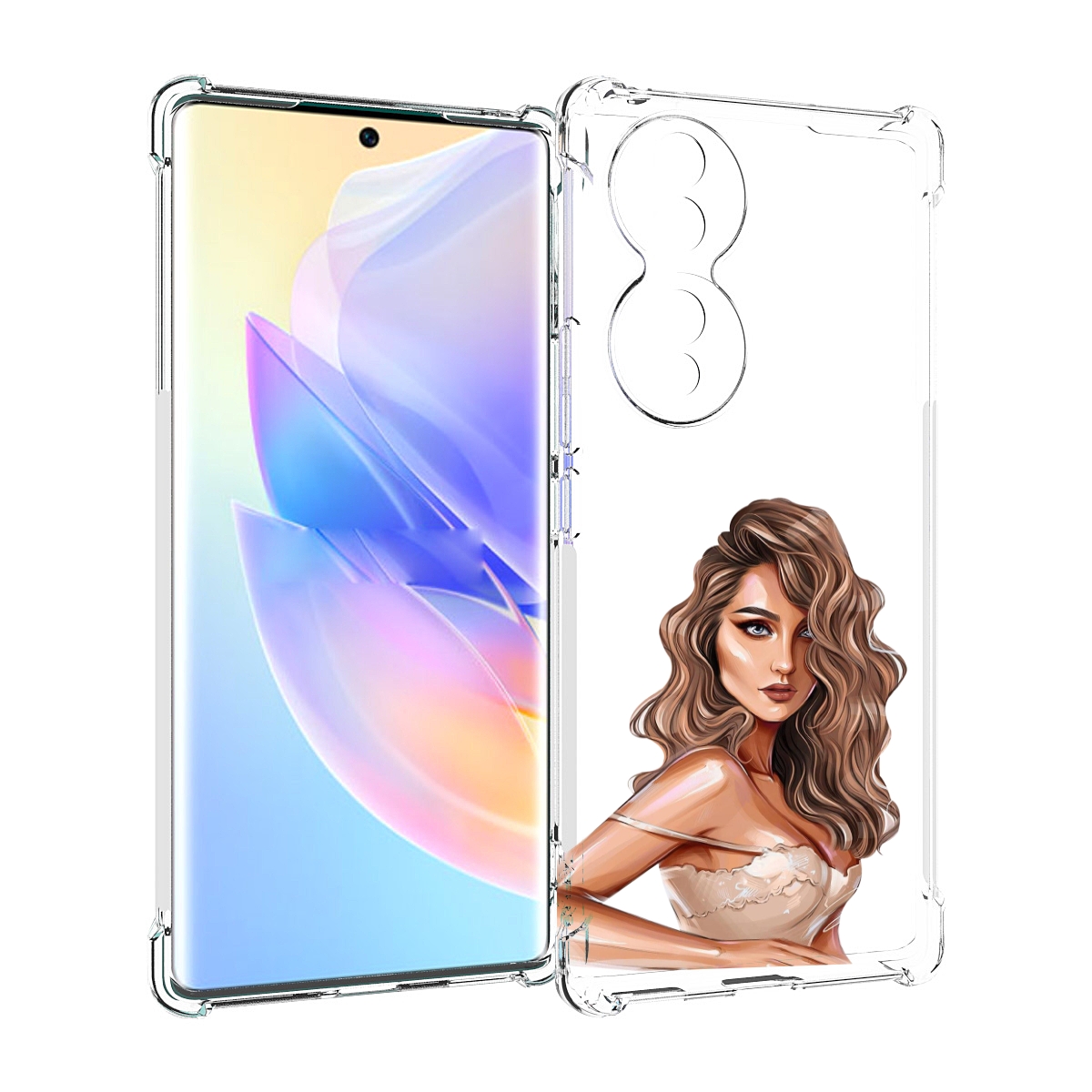 

Чехол MyPads Кудрявая-девушка женский для Honor 70, Прозрачный, Tocco