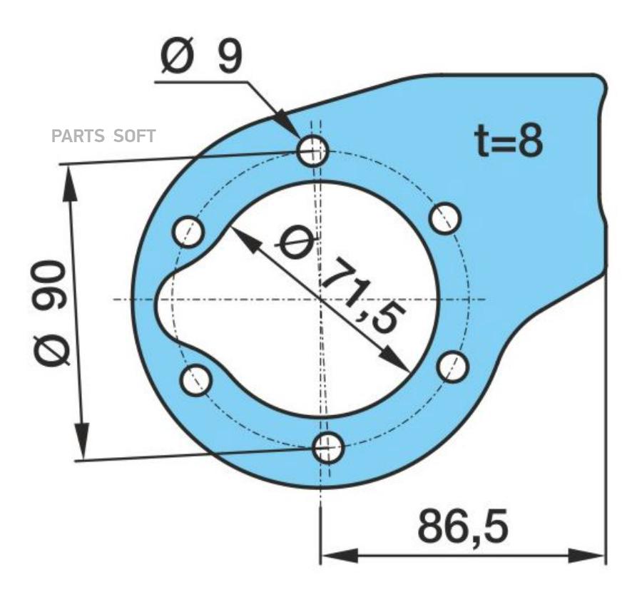 BPW 0328555710 03.285.55.71.0_кронштейн! тормозного вала d=71.5 6отв. d=7.2\BPW