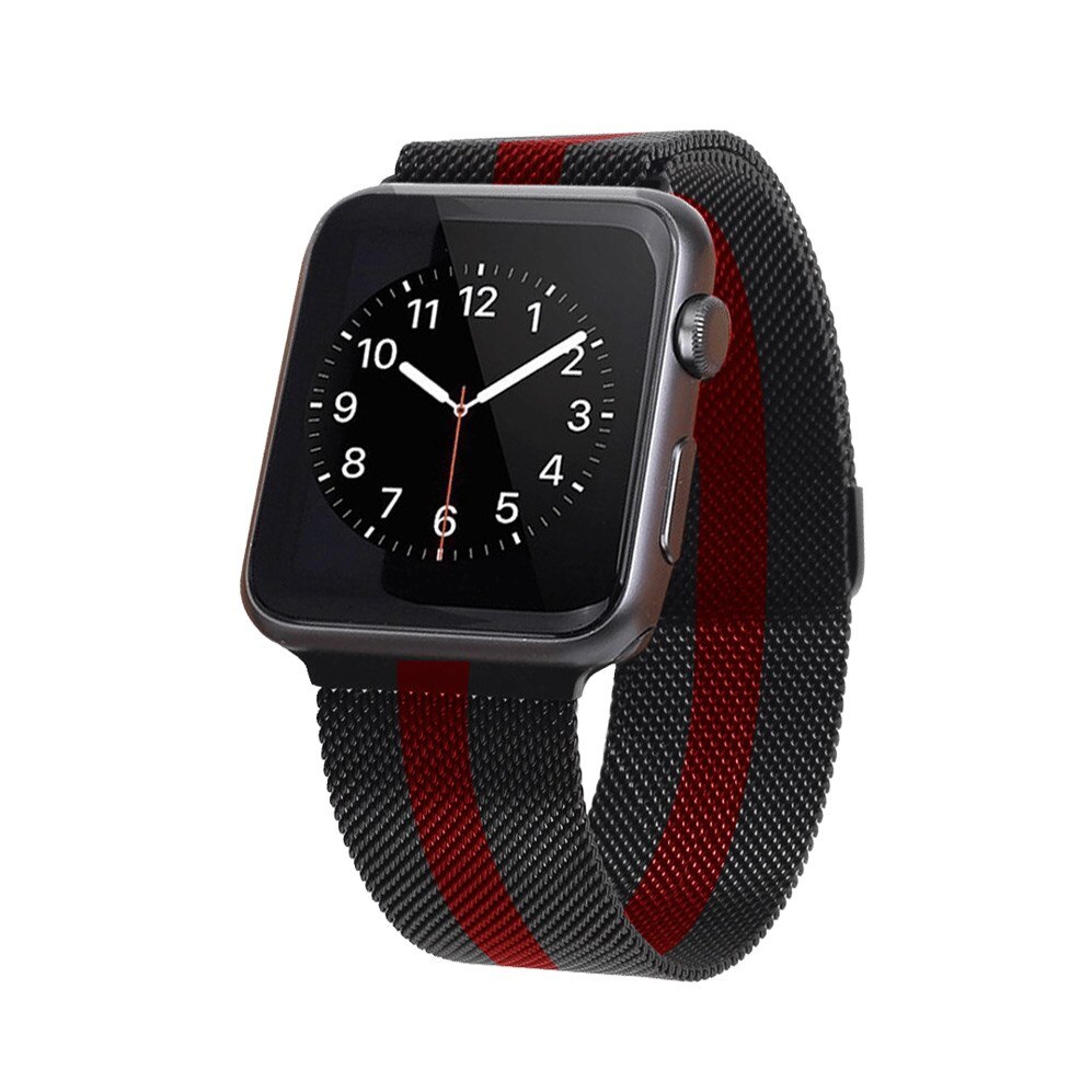 Ремешок Alpen для Apple Watch 38 mm/Металл milanese loop черный с красным