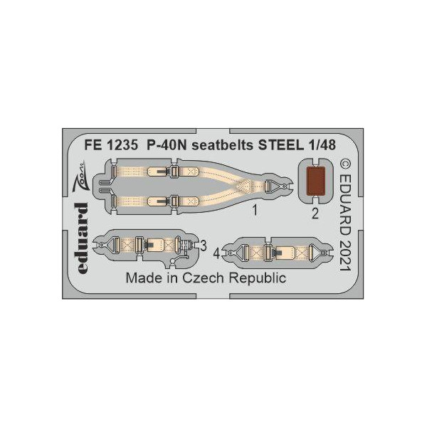 

FE1235 Eduard 1/48 Фототравление для P-40N стальные ремни, Однотонный, FE1235