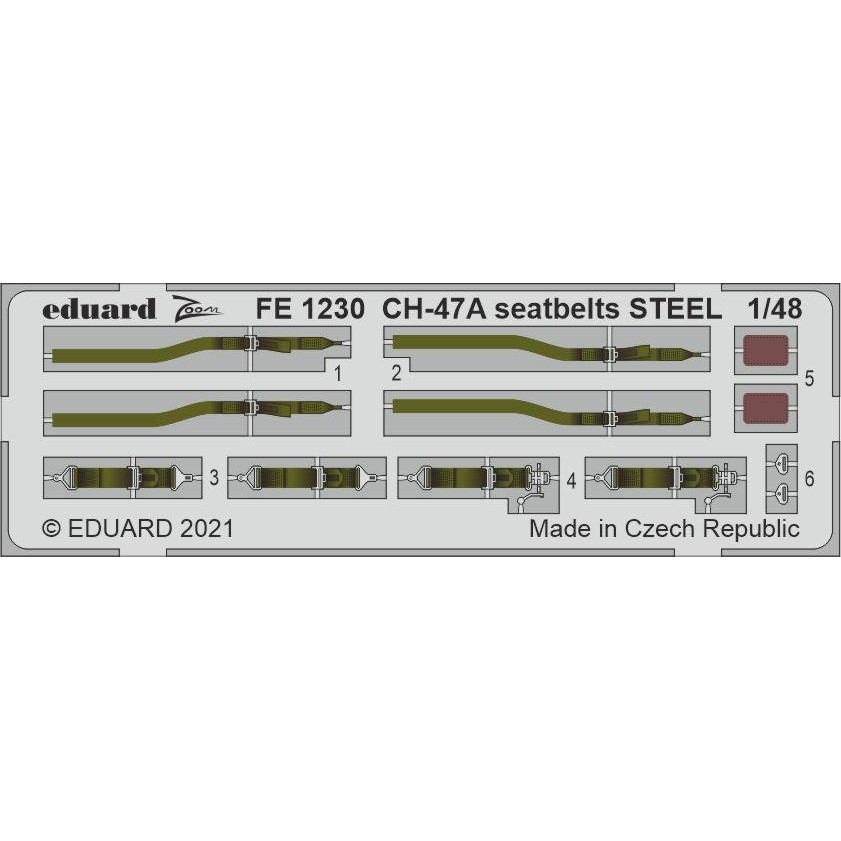 

FE1230 Eduard 1/48 Фототравление для CH-47A стальные ремни, Однотонный, FE1230