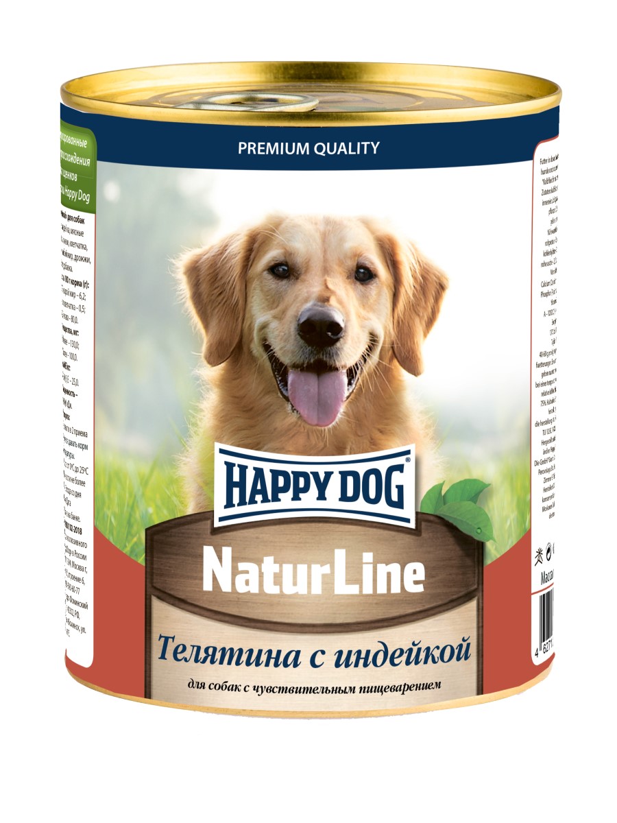 фото Влажный корм для собак happy dog natur line, телятина, индейка, 12шт по 970г