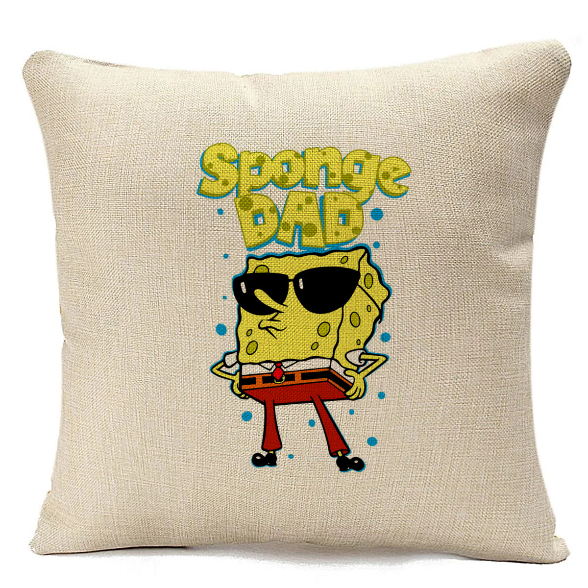 

Подушка бежевая CoolPodarok Прикол. Семья. Sponge father. Спэнч Боб папа, Белый