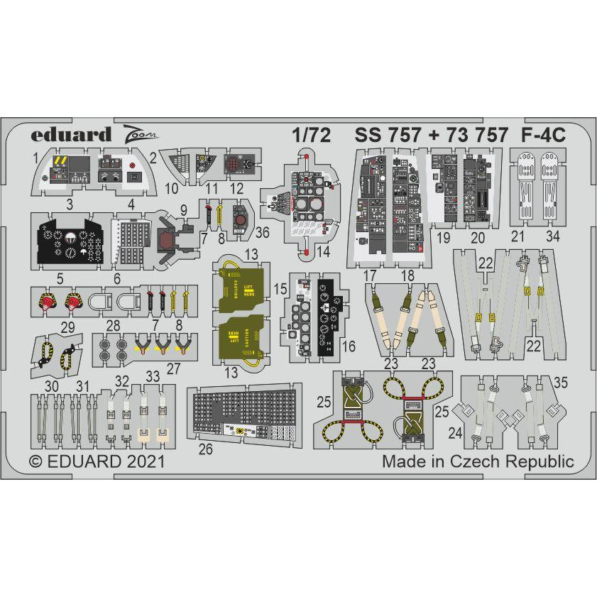 

SS757 Eduard 1/72 Фототравление для F-4C, Однотонный, SS757