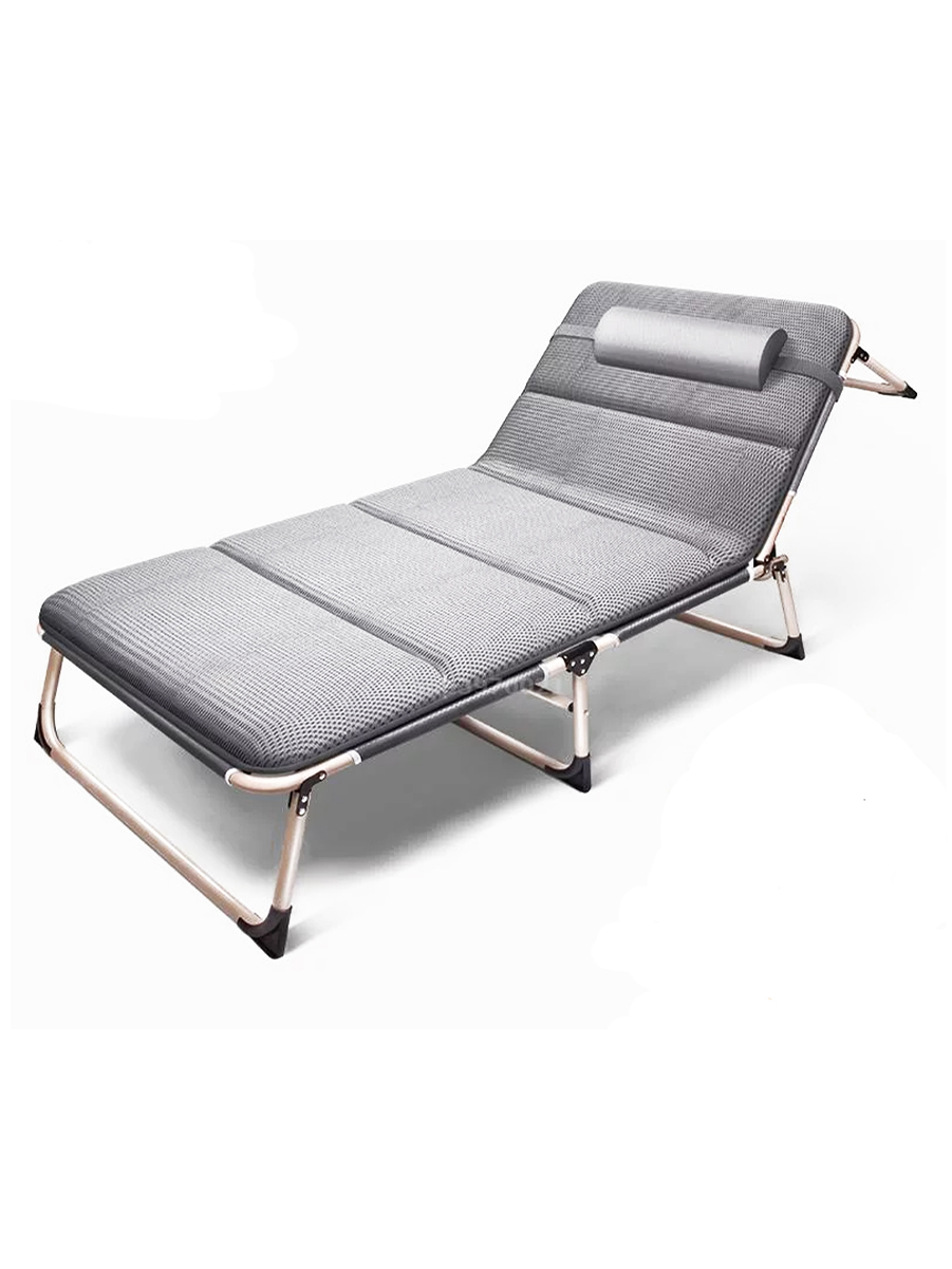 фото Раскладушка кресло-кровать с подушкой и матрасом, 190х75х30 см, серая urm