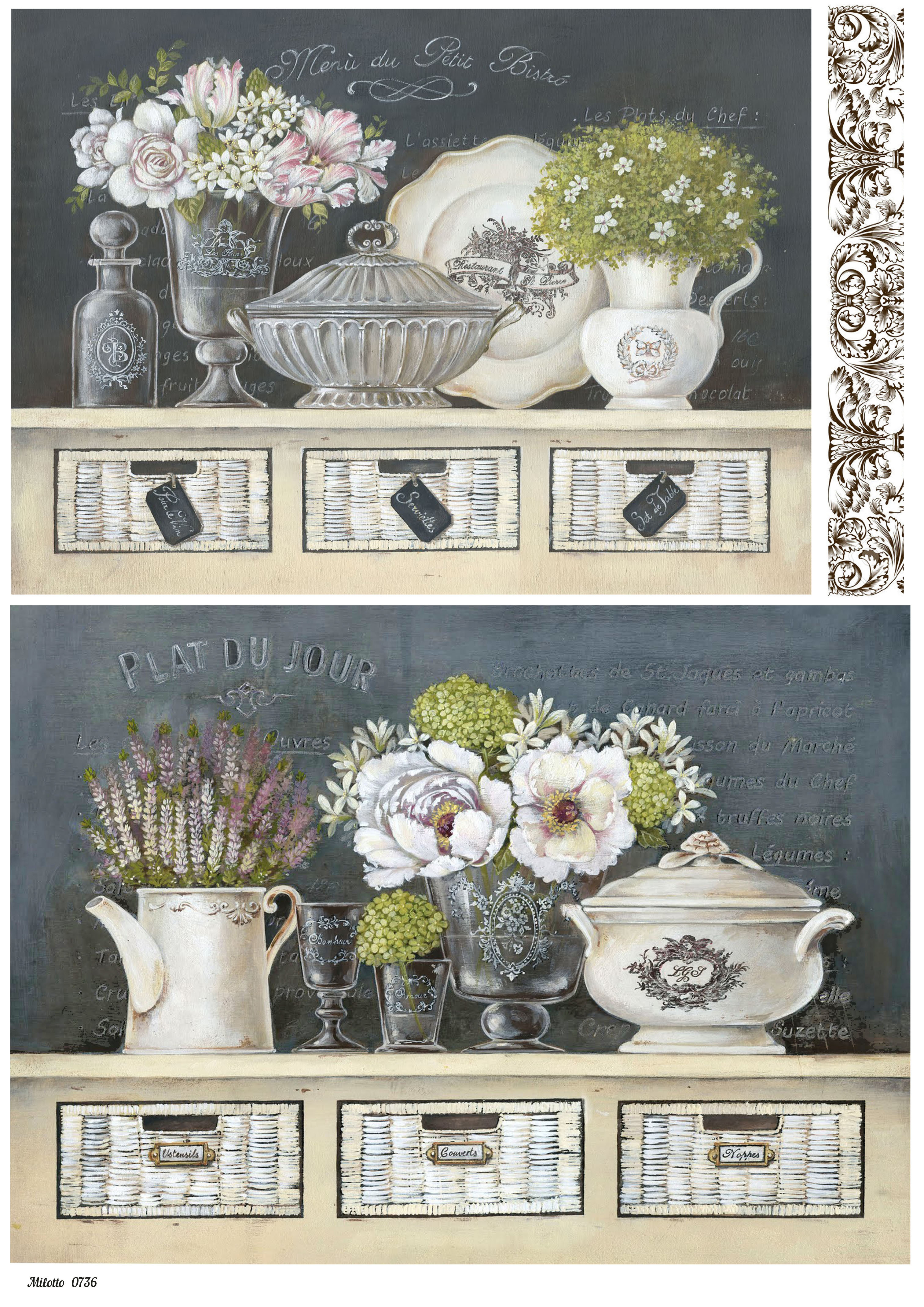 

Рисовая бумага для декупажа А4 Milotto 0736 прованс натюрморт