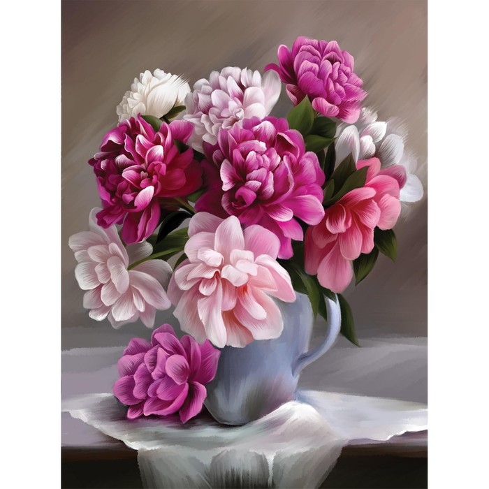 

Алмазная мозаика на подрамнике 30x40 с частичным заполнением Пионы