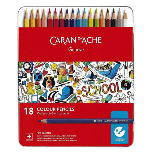 фото Карандаши цветные carandache school line 1290.318 дерево коробка металлическая 18шт caran d’ache