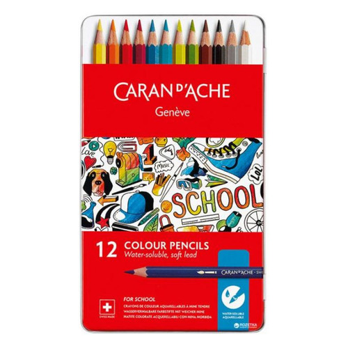 фото Карандаши цветные carandache school line 1290.312 дерево коробка металлическая 12шт caran d’ache