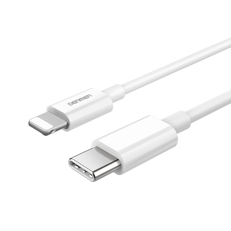 фото Кабель для iphone / айфона , usb type-c - lightning 1м, denmen для быстрой зарядки, белый