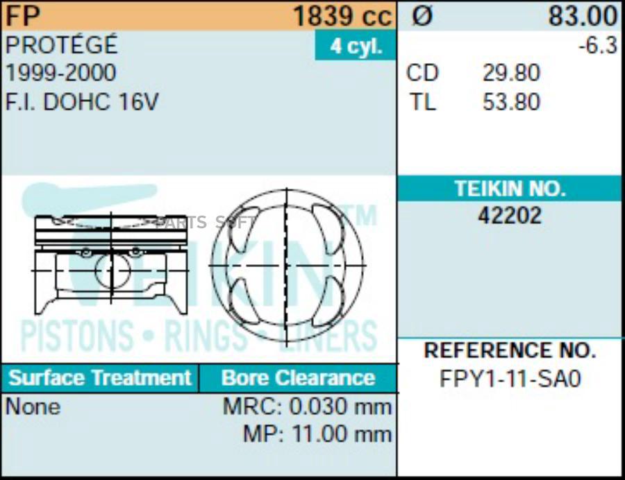 

TEIKIN 42202STD Поршни на 4 цилиндра