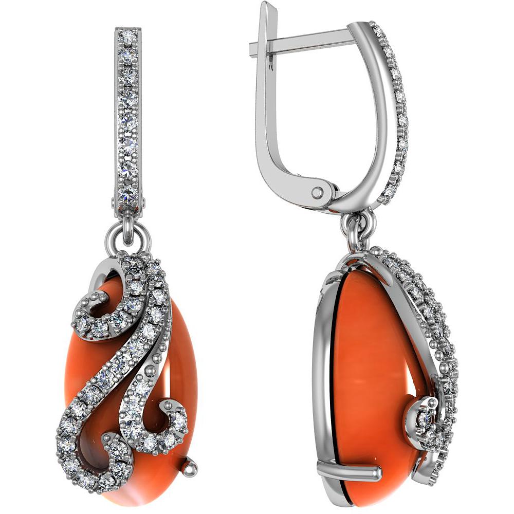 

Серьги женские из серебра ПРИВОЛЖСКИЙ ЮВЕЛИР 361365-FA11SR, сердолик/фианит, 361365-FA11SR