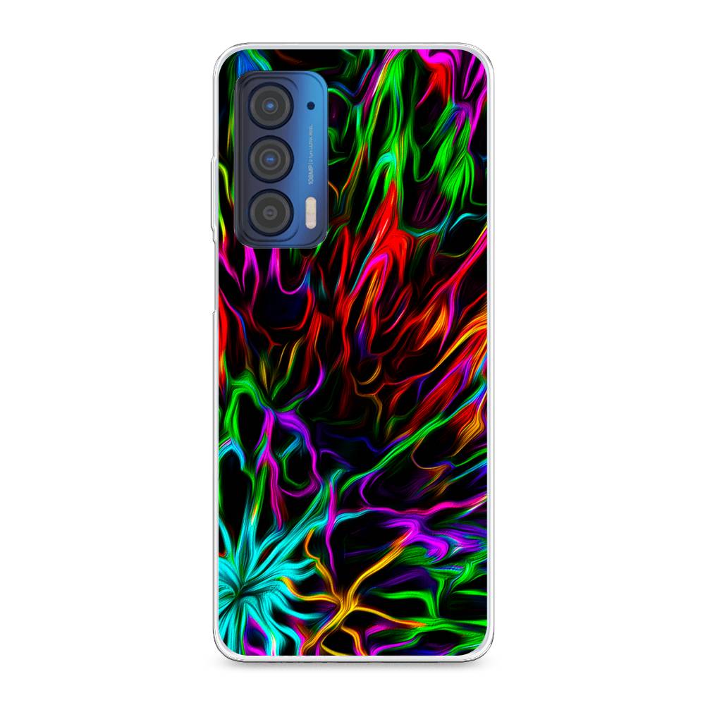 

Чехол для Motorola Edge (2021) "Разноцветные разводы", Голубой;зеленый;оранжевый, 242950-3