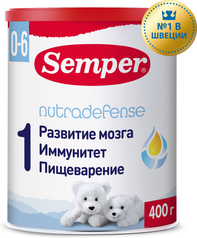 Молочная смесь Semper Baby Nutradefense от 0 до 6 мес. 400 г фертина инозит 1000мг фоливая к та 100мкг 3г пак 30